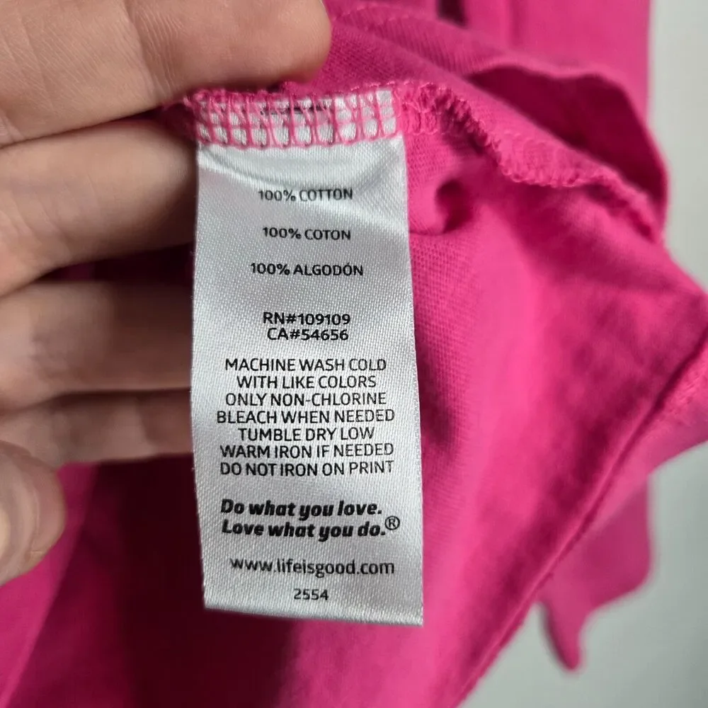 Life is Good Long Sleeve Crusher Tee Pink Floral Womens Large - Picture 7 of 7